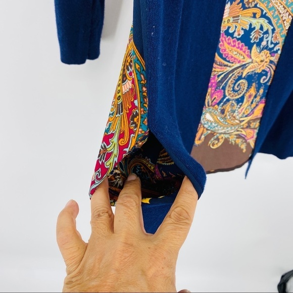 Chico’s Floral Paisley Long Sleeve Blue Cardigan - Picture 4 of 12